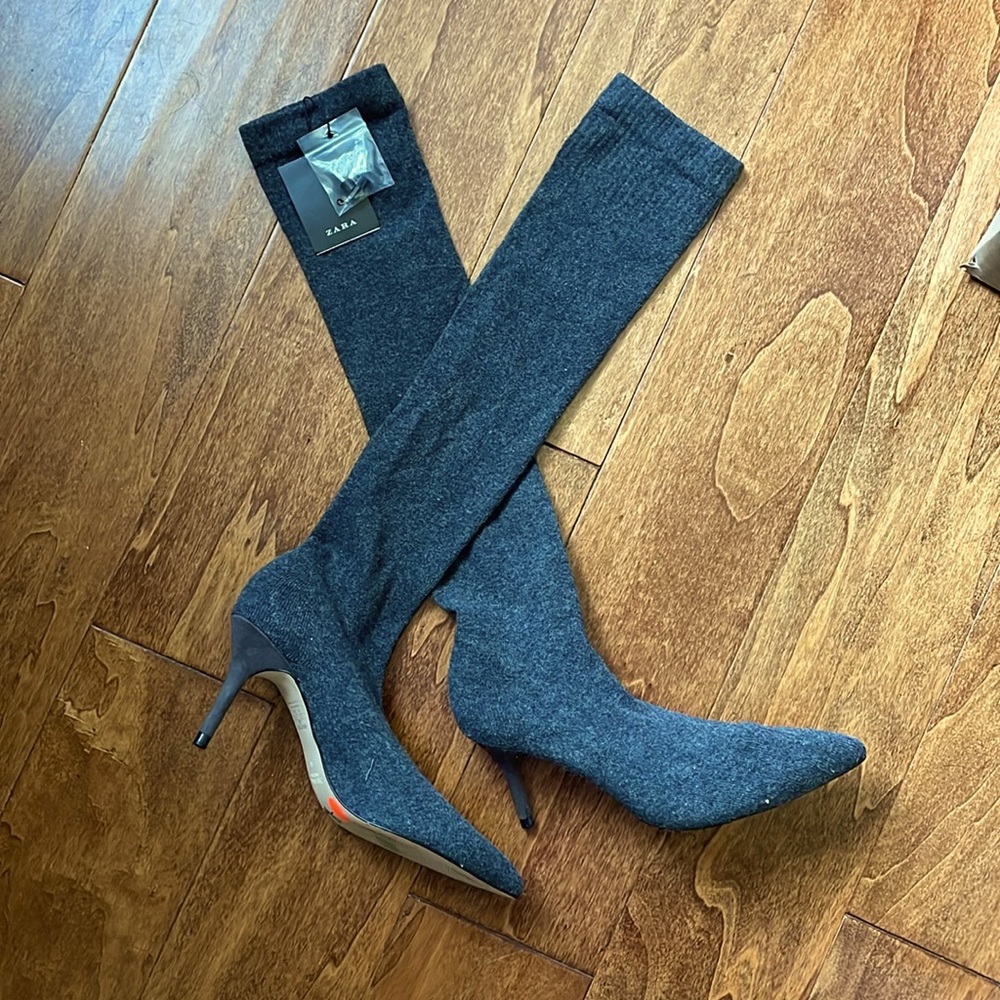 Zara gray high sock heels